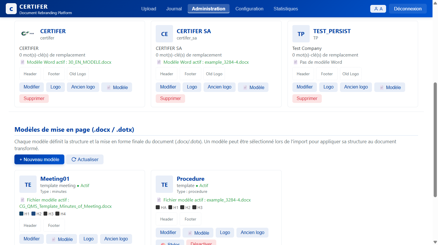 Gestion des entités